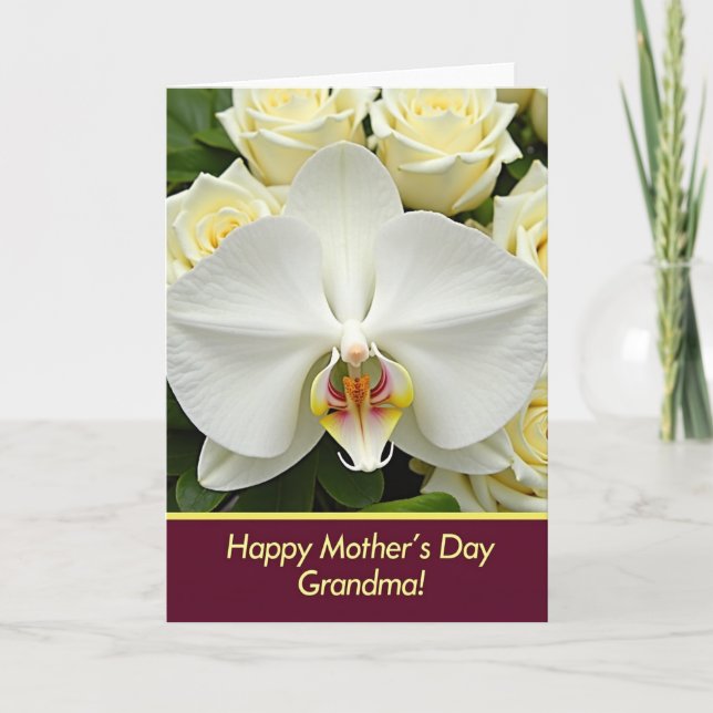 Orchid Rose Floral Art Card (Front)