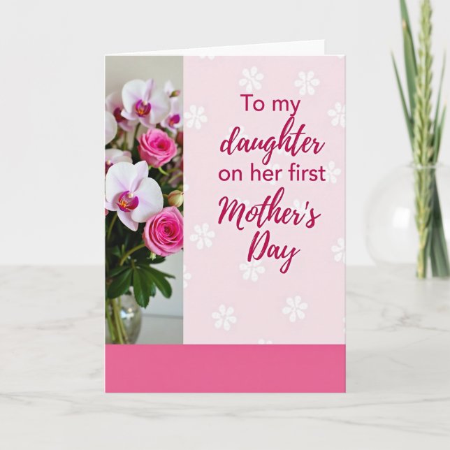 Orchid Roses Daughter Mothers Day Card (Front)