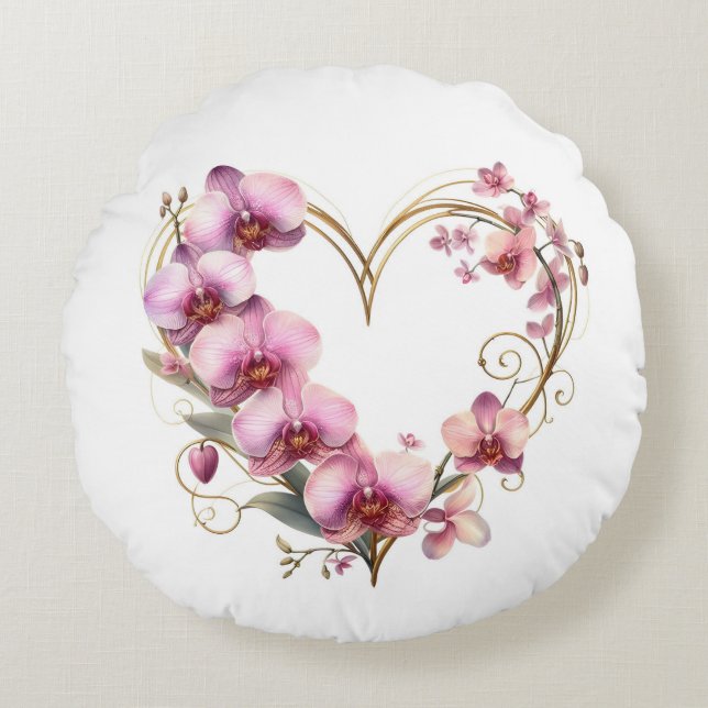 orchid round pillow (Front)