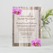 Orchid Rustic Barn Wood Wedding Invitations (Standing Front)