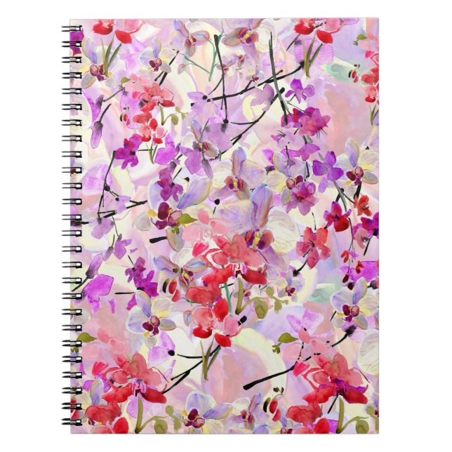 Orchid-Sakura Watercolor Backgrounds Notebook (Front)