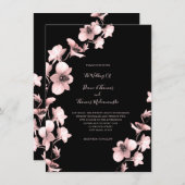Orchid Sangria Tint on Black Wedding Invitation (Front/Back)
