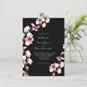 Orchid Sangria Tint on Black Wedding Invitation (Standing Front)