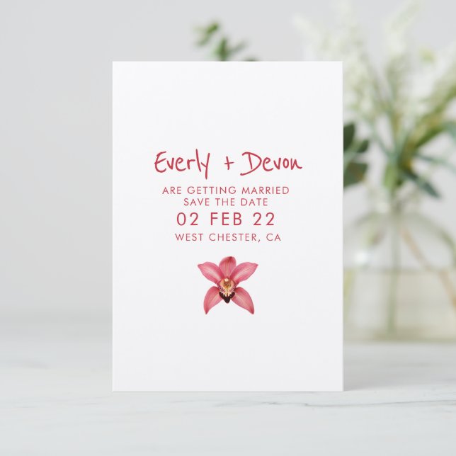 Orchid Save The Date Invitation (Standing Front)