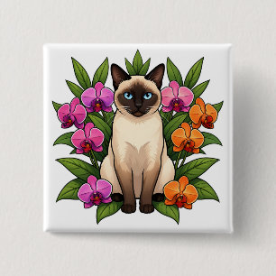 orchid siamese cat button