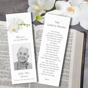 Orchid Simple Funeral Memorial Prayer Photo Bookmarks
