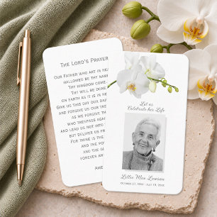 Orchid Simple Funeral Memorial Prayer Photo Card