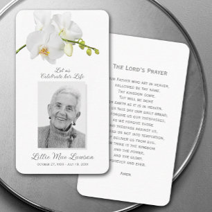 Orchid Simple Funeral Memorial Prayer Photo Card