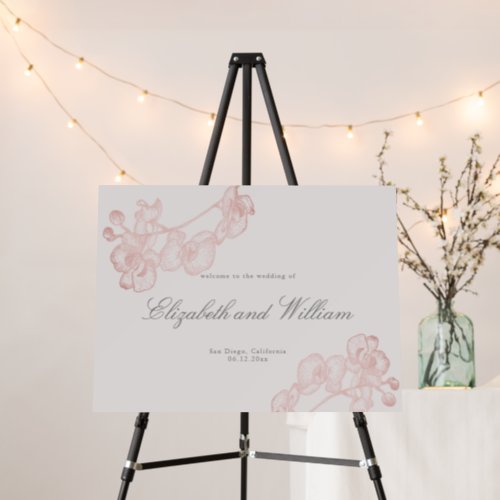 Orchid Sketch Modern Classic Rose Wedding Welcome Foam Board