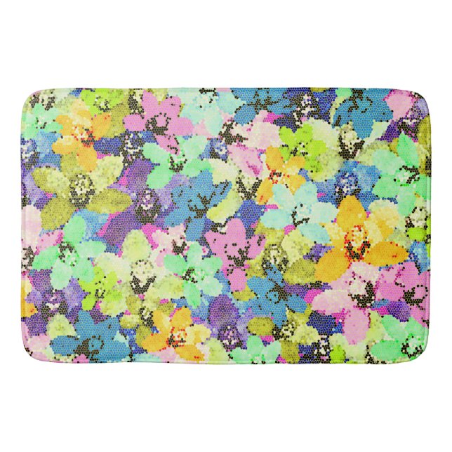 Orchid Stain Glass Effect, Memory Foam Bathmat (Front)