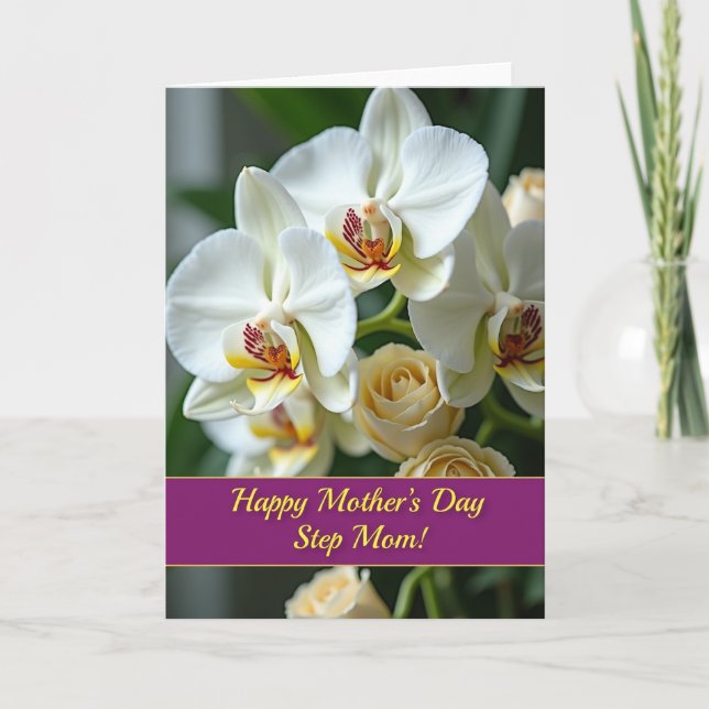 Orchid Step Mom Day Message Card (Front)