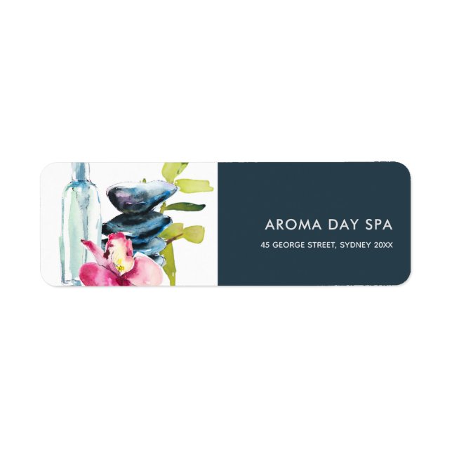 ORCHID STONE BAMBOO WATERCOLOR SPA MASSAGE THERAPY LABEL (Front)