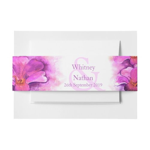 Orchid stylized loose watercolor stationary band invitation belly band