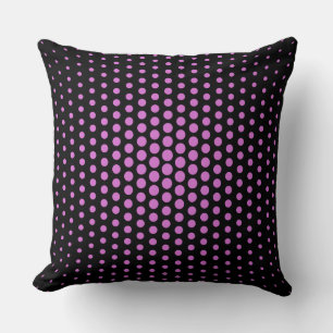 Orchid Techno Dots Modern Black Throw Pillow