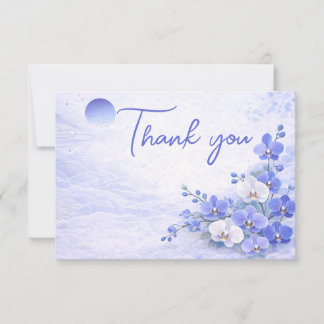 Orchid Thank You Card – Blue Floral Design