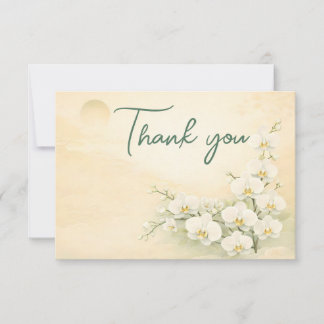 Orchid Thank You Card – Ivory White Floral Design