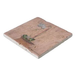 Orchid travertine trivet