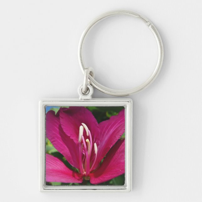 Orchid Tree Blossom Tropical Floral Keychain (Front)