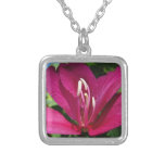 Orchid Tree Blossom Tropical Floral Silver Plated Necklace