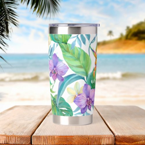 Orchid Tropical pattern Insulated Tumbler