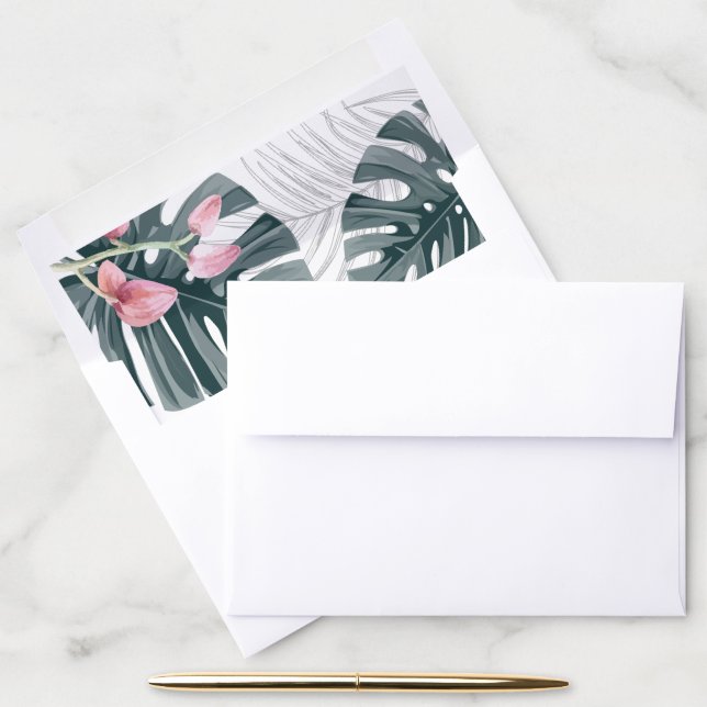 Orchid Tropical Wedding Envelope Liner (Desk)