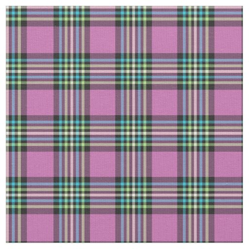 Orchid, Turquoise and Lime Green Fashion Plaid Fabric