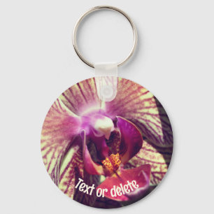 Orchid Up Close Flower Personalized Keychain