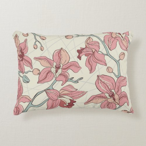 Orchid Vintage Pattern Elegant Paper Accent Pillow