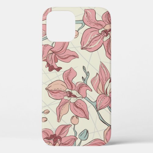 Orchid Vintage Pattern Elegant Paper iPhone 12 Case