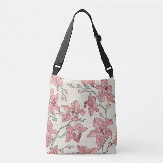 Orchid Vintage Pattern: Elegant Paper Crossbody Bag (Front)