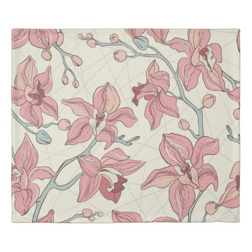 Orchid Vintage Pattern Elegant Paper Duvet Cover