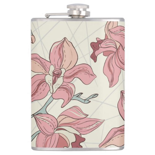 Orchid Vintage Pattern Elegant Paper Flask