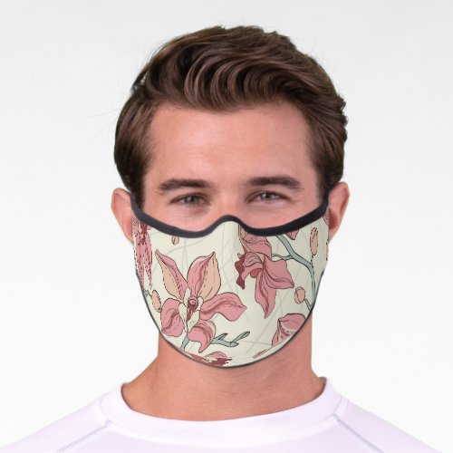 Orchid Vintage Pattern Elegant Paper Premium Face Mask