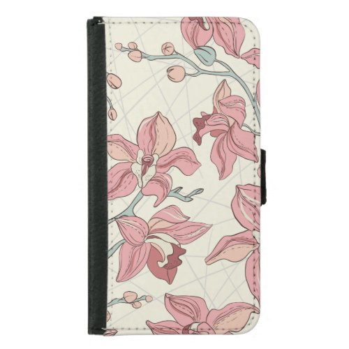 Orchid Vintage Pattern Elegant Paper Samsung Galaxy S5 Wallet Case