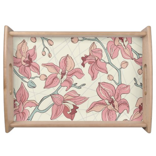 Orchid Vintage Pattern Elegant Paper Serving Tray