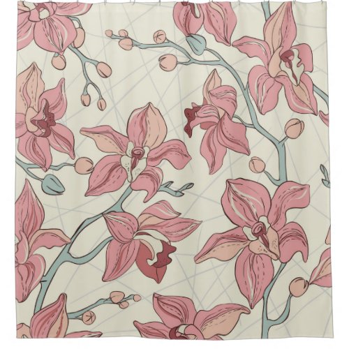 Orchid Vintage Pattern Elegant Paper Shower Curtain