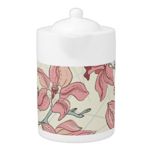 Orchid Vintage Pattern: Elegant Paper Teapot