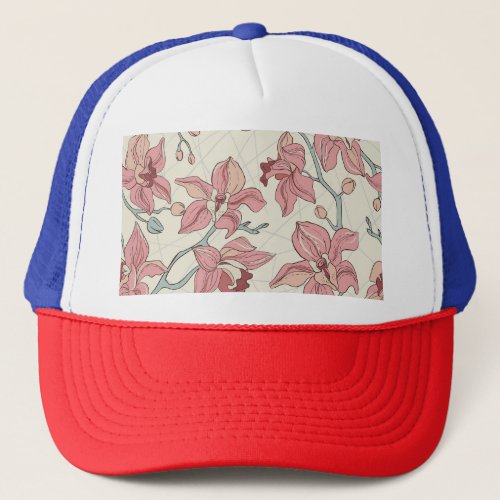 Orchid Vintage Pattern Elegant Paper Trucker Hat