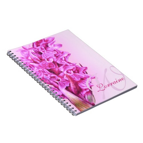 Orchid watercolor art personalized pink notebook