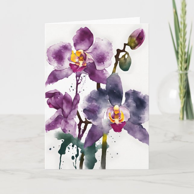 Orchid - Watercolor flowers Card (Front)