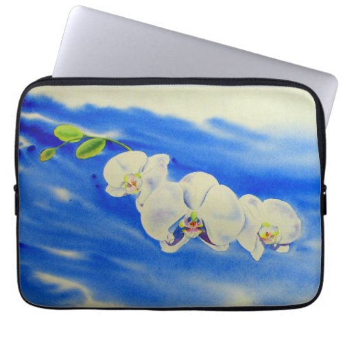 Orchid Watercolor painting breeze Clouds Laptop Sleeve