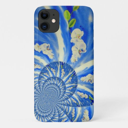 Orchid Watercolor painting breeze Clouds Mandala iPhone 11 Case