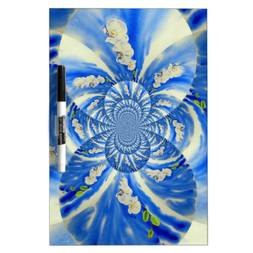 Orchid Watercolor painting breeze Clouds Mandala Dry_Erase Board