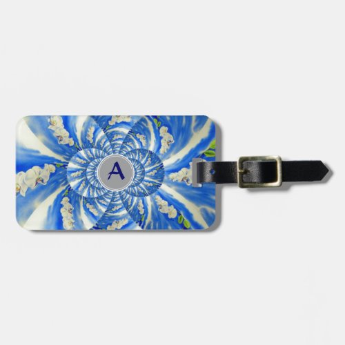 Orchid Watercolor painting breeze Clouds Mandala Luggage Tag