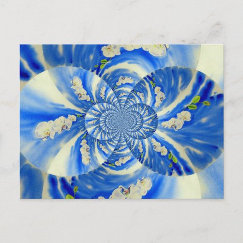 Orchid Watercolor painting breeze Clouds Mandala Postcard