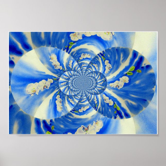 Orchid Watercolor painting, breeze, Clouds Mandala Poster (Front)