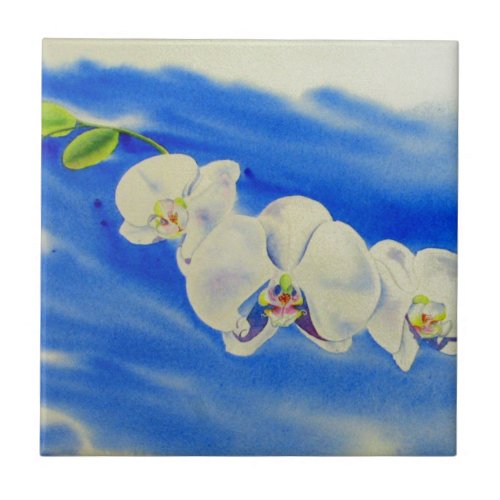 Orchid Watercolor painting breeze Clouds Tile