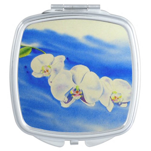 Orchid Watercolor painting breeze Clouds Vanity Mirror
