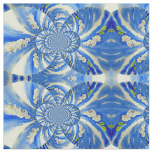 Orchid Watercolor painting, Clouds Mandala Fabric