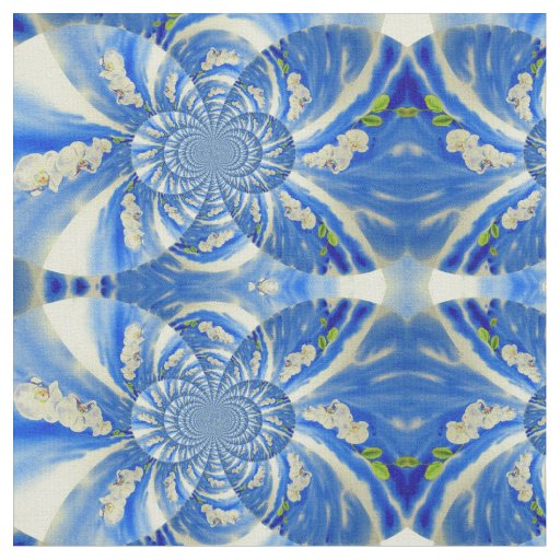 Orchid Watercolor painting, Clouds Mandala Fabric